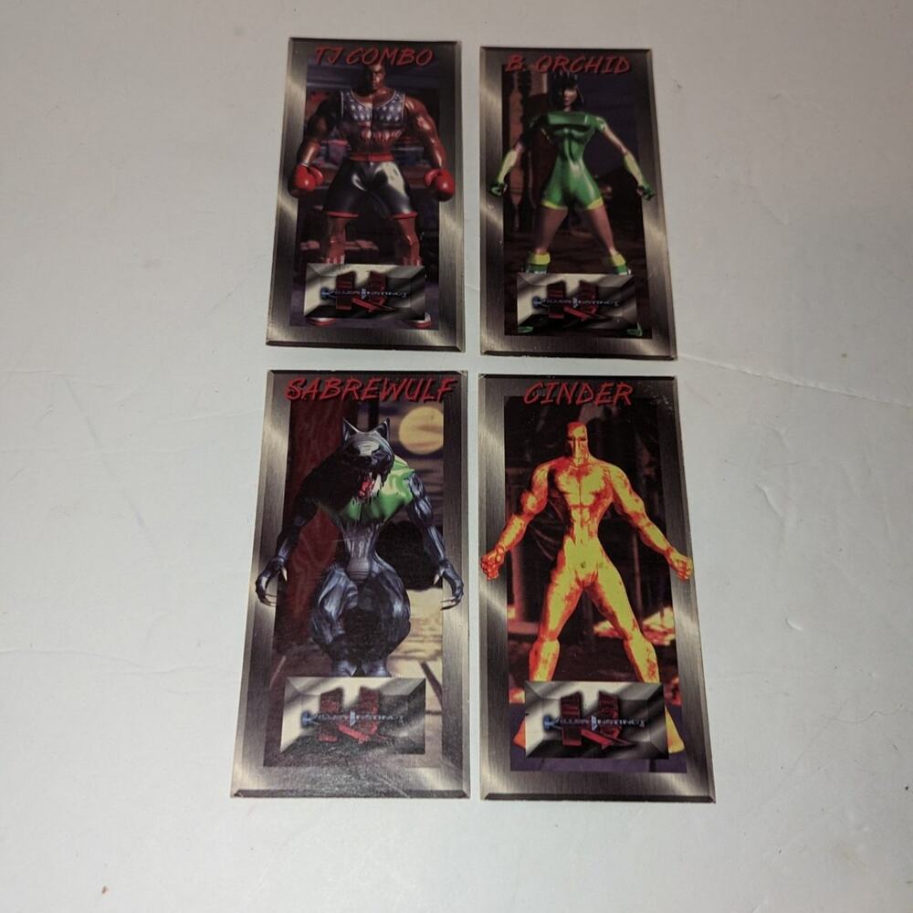 4 Vtg 1994 Super Nintendo Killer Instinct Promo Cards RARE TJ Combo Sabrewulf